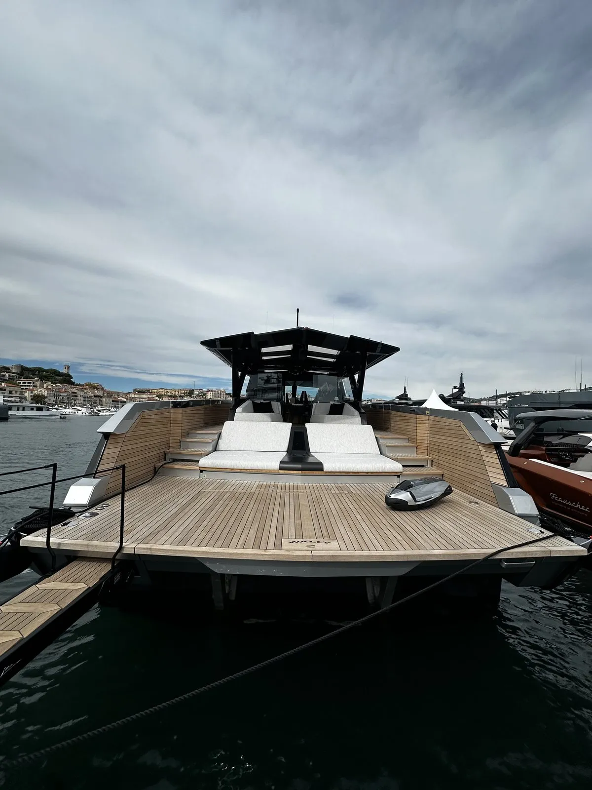 The Cannes waterfront and bay seen from the yacht basin during the festival