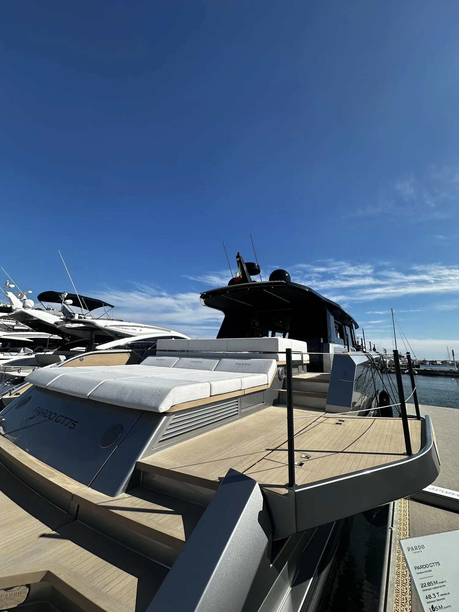 Pardo GT75 docked at the Cannes Yachting Festival