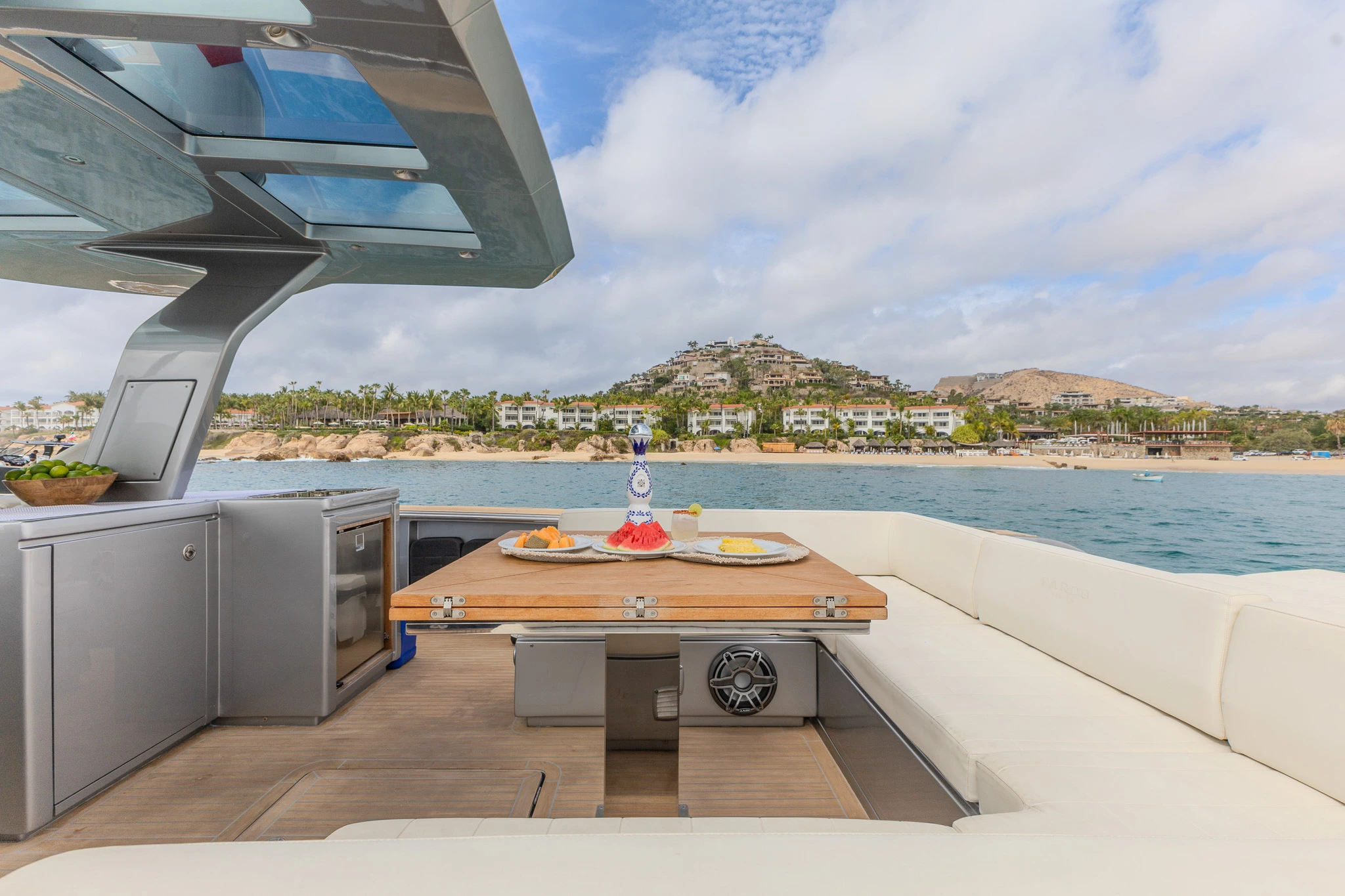 CIAO Yacht exterior furniture with sofa and tables.