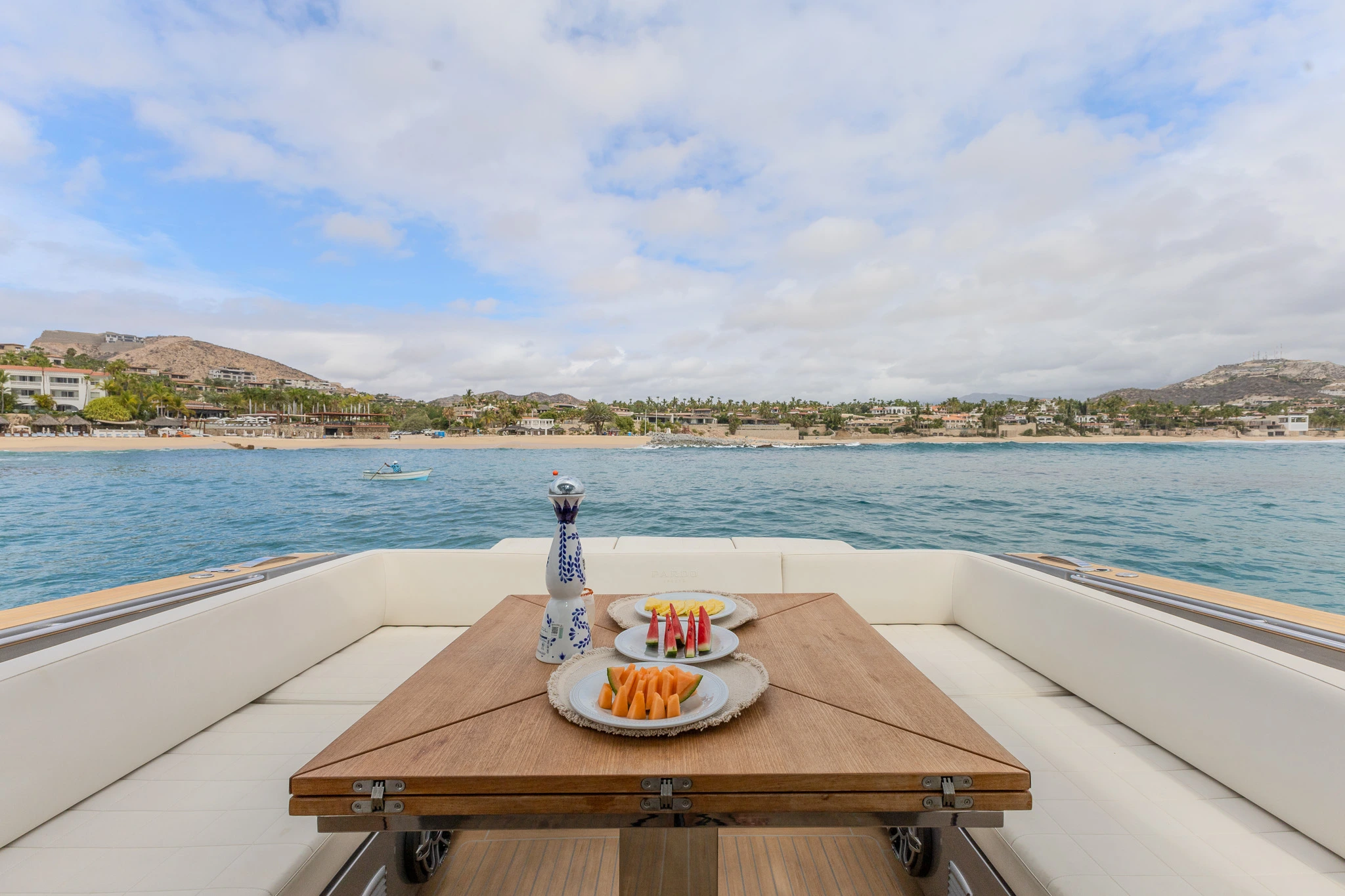 CIAO white seating around exterior table