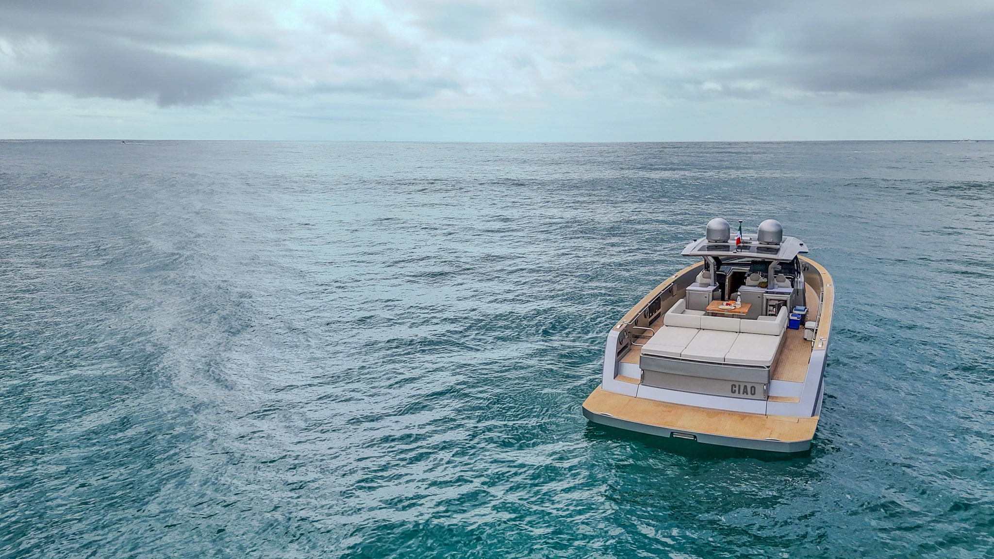 Back view of CIAO Yacht.