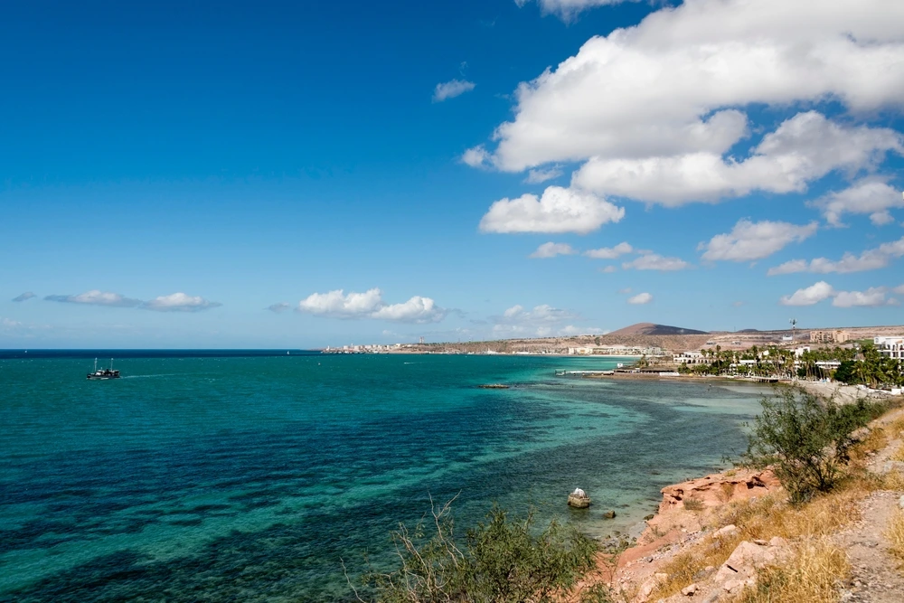 The turquoise waters beside La Paz' marina.